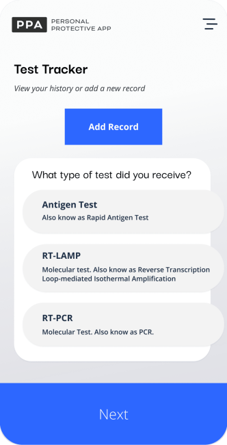 Test tracker page